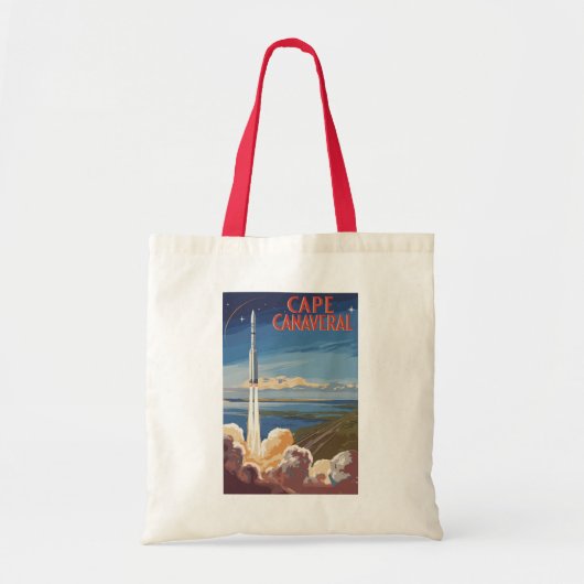 Cape Canaveral Florida Painterly Travel Art Retro Tote Bag (Voorkant)