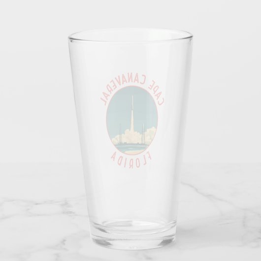 Cape Canaveral Florida Retro Distressed Circle Glas (Achterkant)