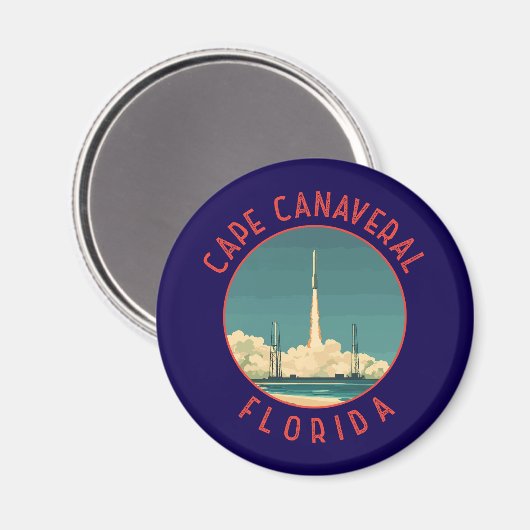 Cape Canaveral Florida Retro Distressed Circle Magneet (Voorkant / Achterkant)