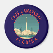 Cape Canaveral Florida Retro Distressed Circle Magneet (Voorkant)