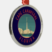 Cape Canaveral Florida Retro Distressed Circle Metalen Ornament (Rechts)