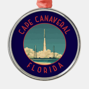 Cape Canaveral Florida Retro Distressed Circle Metalen Ornament