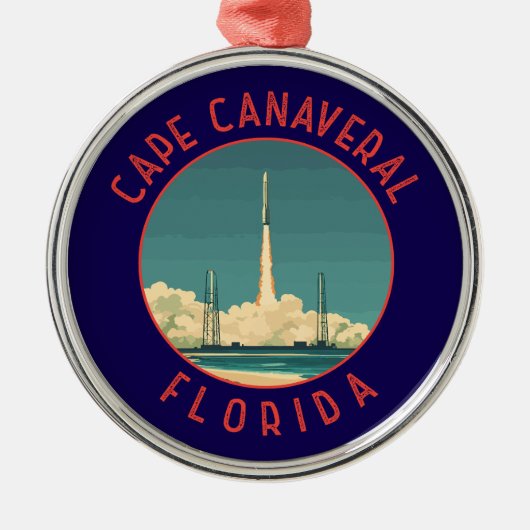 Cape Canaveral Florida Retro Distressed Circle Metalen Ornament (Voorkant)