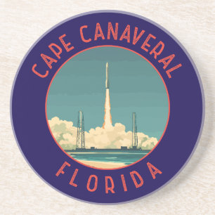 Cape Canaveral Florida Retro Distressed Circle Zandsteen Onderzetter