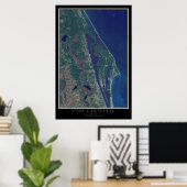 Cape Canaveral Florida van Space Satellite Map Poster (Thuiskantoor)