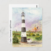 Cape Canaveral Lighthouse Rocket Launch Waterverf Briefkaart (Voorkant / Achterkant)