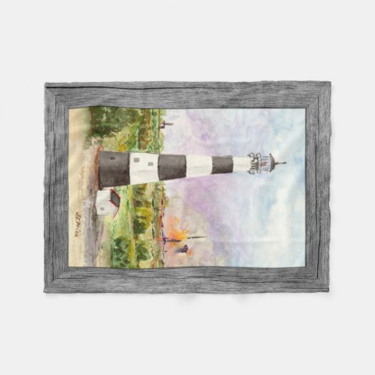 Cape Canaveral Lighthouse Rocket Launch Waterverf Fleece Deken (Voorkant (Horizontaal))