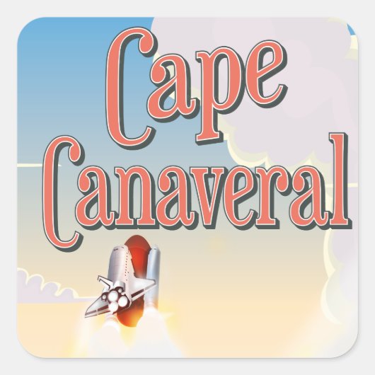 Cape Canaveral-reisposter Vierkante Sticker (Voorkant)