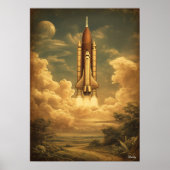 Cape Canaveral Rocket – Mid-Century Retro Space Poster (Voorkant)