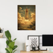 Cape Canaveral Rocket – Mid-Century Retro Space Poster (Thuiskantoor)
