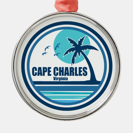 Cape Charles Beach Virginia Palmbomen Metalen Ornament (Voorkant)