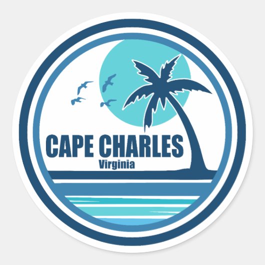 Cape Charles Beach Virginia Palmbomen Ronde Sticker (Voorkant)