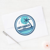 Cape Charles Beach Virginia Palmbomen Ronde Sticker (Envelop)