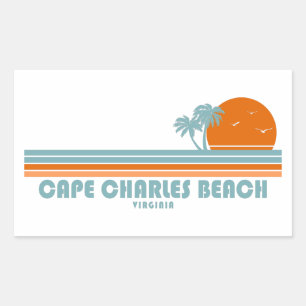 Cape Charles Beach Virginia Sun Palm Trees Rechthoekige Sticker