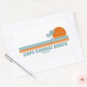 Cape Charles Beach Virginia Sun Palm Trees Rechthoekige Sticker (Envelop)
