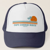 Cape Charles Beach Virginia Sun Palm Trees Trucker Pet (Voorkant)