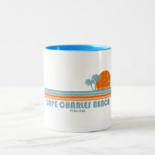 Cape Charles Beach Virginia Sun Palm Trees Tweekleurige Koffiemok (Center)