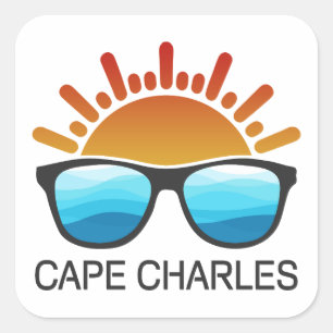 Cape Charles Beach Virginia Zonnebril Vierkante Sticker