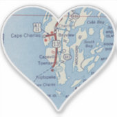 Cape Charles  kaart Sticker (Voorkant)