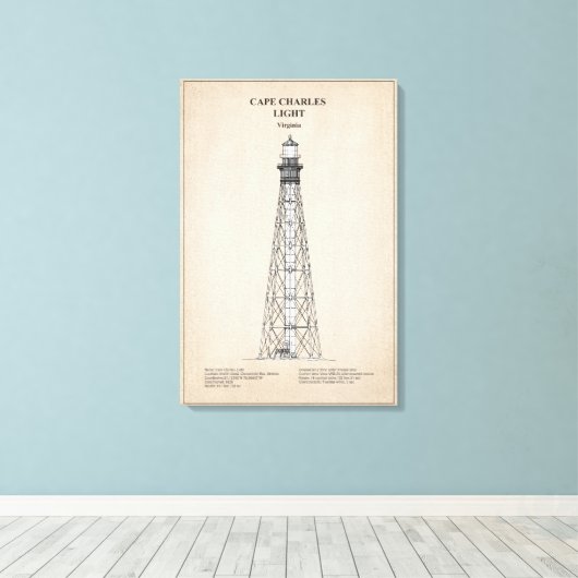 Cape Charles Lighthouse - Virginia - SBD Canvas Afdruk (Insitu (Houten vloer))