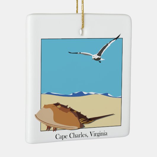 Cape Charles, VA Hoefijzer Krab Zee Gull Beach Keramisch Ornament (Rechts)