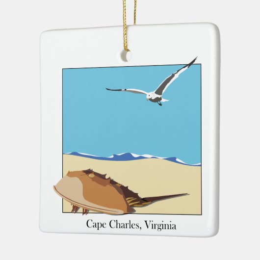 Cape Charles, VA Hoefijzer Krab Zee Gull Beach Keramisch Ornament (Links)