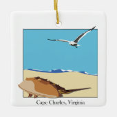Cape Charles, VA Hoefijzer Krab Zee Gull Beach Keramisch Ornament (Voorkant)