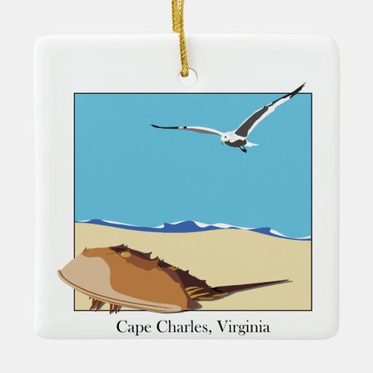 Cape Charles, VA Hoefijzer Krab Zee Gull Beach Keramisch Ornament (Voorkant)
