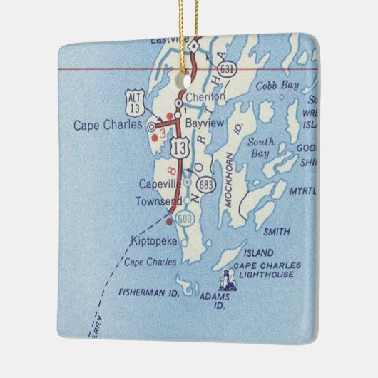 Cape Charles VA  kaart Keramisch Ornament (Links)