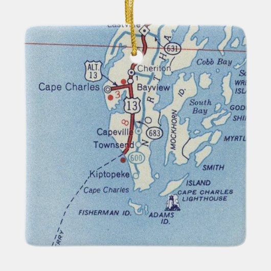 Cape Charles VA  kaart Keramisch Ornament (Voorkant)