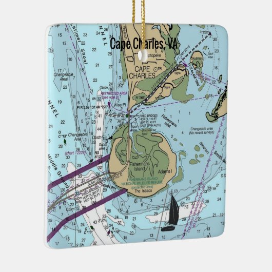 Cape Charles Virginia Chart Keramisch Ornament (Rechts)