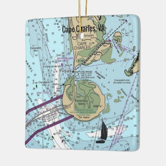 Cape Charles Virginia Chart Keramisch Ornament (Links)
