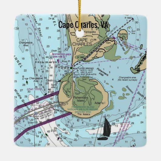 Cape Charles Virginia Chart Keramisch Ornament (Achterkant)