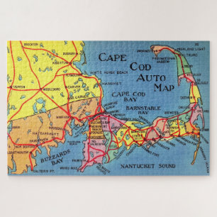 Cape Cod Auto Kaart 20x30 Legpuzzel