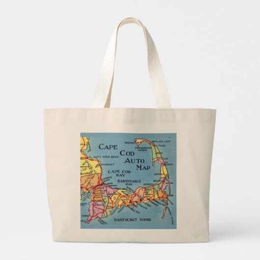 Cape Cod Auto Map Strandtas Grote Tote Bag (Achterkant)