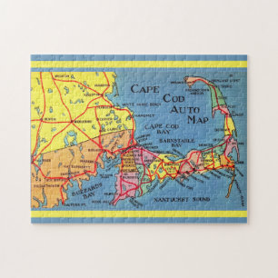 Cape Cod Autokaart 11x14 Legpuzzel