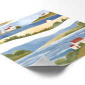 Cape Cod-baai | Aquarel van de kustlijn Poster (Hoek)