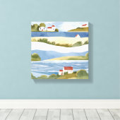 Cape Cod-baai | Waterverfschildering van de kustli Canvas Afdruk (Insitu (Houten vloer))