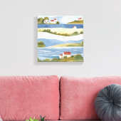 Cape Cod-baai | Waterverfschildering van de kustli Canvas Afdruk (Insitu (Woonkamer))