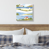 Cape Cod-baai | Waterverfschildering van de kustli Canvas Afdruk (Insitu (Slaapkamer))