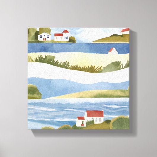 Cape Cod-baai | Waterverfschildering van de kustli Canvas Afdruk (Voorkant)