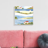 Cape Cod-baai | Waterverfschildering van de kustli Canvas Afdruk (Insitu (Woonkamer))