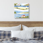 Cape Cod-baai | Waterverfschildering van de kustli Canvas Afdruk (Insitu (Slaapkamer))