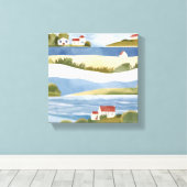 Cape Cod-baai | Waterverfschildering van de kustli Canvas Afdruk (Insitu (Houten vloer))