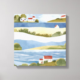 Cape Cod-baai | Waterverfschildering van de kustli Canvas Afdruk