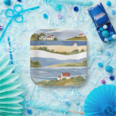 Cape Cod-baai | Waterverfschildering van de kustli Papieren Bordje (Feest)