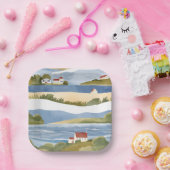 Cape Cod-baai | Waterverfschildering van de kustli Papieren Bordje (Feest)