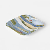 Cape Cod-baai | Waterverfschildering van de kustli Papieren Bordje (Gebogen)