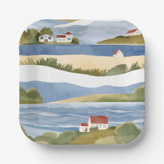 Cape Cod-baai | Waterverfschildering van de kustli Papieren Bordje (Voorkant)