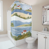 Cape Cod-baai | Waterverfschildering van de kustwa Douchegordijn (In situ)